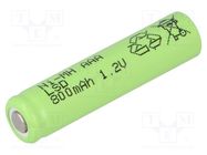 Re-battery: Ni-MH; AAA,R3; 1.2V; 800mAh; Ø10.1x44mm JJJ