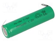 Re-battery: Ni-MH; 7/5A,7/5R23; 1.2V; 3800mAh; soldering lugs JJJ