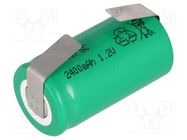 Re-battery: Ni-MH; SubC; 1.2V; 2400mAh; soldering lugs; Ø22x44mm JJJ