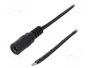 Cable; 2x0.5mm2; wires,DC 5,5/2,5 socket; straight; black; 1.46m ESPE