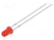 LED; red; 3mm; 10mcd; 40°; Front: convex; 1.8÷2.6VDC; No.of term: 2 FORYARD