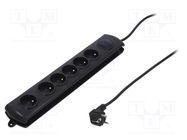 Plug socket strip: protective; Sockets: 6; 250VAC; 10A; black QOLTEC