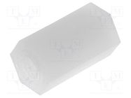 Screwed spacer sleeve; hexagonal; polyamide; M4; L: 10mm FIX&FASTEN