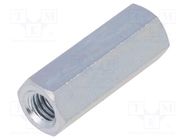 Screwed spacer sleeve; 22mm; Int.thread: M5; hexagonal; steel DREMEC