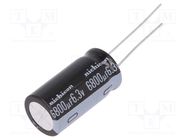 Capacitor: electrolytic; THT; 6800uF; 6.3VDC; Ø12.5x25mm; ±20% NICHICON