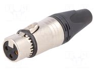 Connector: XLR; plug; female; XX-EMC; 5A; PIN: 3; straight; EMC/EMI NEUTRIK