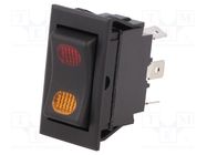 ROCKER; SP3T; Pos: 3; ON-OFF-ON; 20A/12VDC; black; LED,point; 12VDC SCI