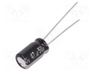 Capacitor: electrolytic; THT; 47uF; 50VDC; Ø6.3x11mm; Pitch: 2.5mm PANASONIC