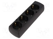 Connector: AC supply; female; splitter; 2P+PE; 250VAC; 16A; black JONEX