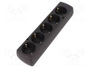 Connector: AC supply; female; splitter; 2P+PE; 250VAC; 16A; black JONEX