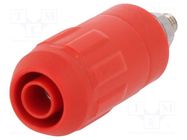 Connector: 4mm banana; socket; 20A; red; screw; insulated STÄUBLI