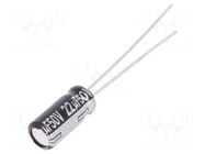 Capacitor: electrolytic; THT; 22uF; 50VDC; Ø5x11mm; Pitch: 2mm; ±20% PANASONIC