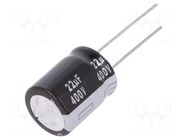 Capacitor: electrolytic; THT; 22uF; 400VDC; Ø16x20mm; Pitch: 7.5mm PANASONIC