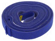 Hook and loop fastener; L: 4m; W: 16mm; blue; reel 