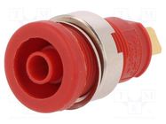 Connector: 4mm banana; socket; 25A; 1kVDC; red; gold-plated; screw HIRSCHMANN T&M