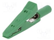 Crocodile clip; 15A; 60VDC; green; Grip capac: max.4mm; MA 1 HIRSCHMANN T&M