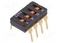 Switch: DIP-SWITCH; Poles number: 4; ON-OFF; 0.025A/24VDC; Pos: 2 OMRON Electronic Components