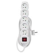 Extension Cord 5 m / 5 sockets / switch / white / PVC / 1.5 mm2, EMOS