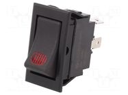 ROCKER; SPST; Pos: 2; ON-OFF; 20A/12VDC; black; LED,point; 12VDC SCI