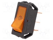 ROCKER; SPST; Pos: 2; ON-OFF; 20A/12VDC; orange; neon lamp; 50mΩ SCI