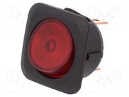 ROCKER; SPST; Pos: 2; ON-OFF; 25A/12VDC; red; neon lamp; R13-203-DC 