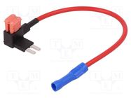 Splitter; automotive micro; 10A; 2 micro fuses; 1mm2; Colour: red 