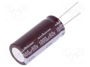 Capacitor: electrolytic; low ESR; THT; 1000uF; 80VDC; Ø18x40mm NICHICON