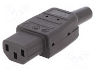 Connector: AC supply; plug; female; 10A; 250VAC; IEC 60320; C13 (F) CLIFF