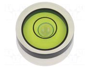 Spirit level; H: 9mm; Ømount.hole: 18mm; plastic; Body: white ELESA+GANTER