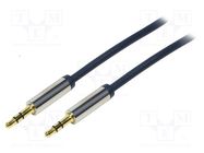 Cable; Jack 3.5mm 3pin plug,both sides; 300mm; dark blue; PVC LOGILINK