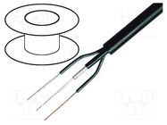 Wire: AV; 1x0.08mm2,2x0.22mm2; 100m; OFC; black; 3; stranded; 75Ω TASKER