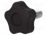 Knob; Ø: 40mm; Ext.thread: M10; 20mm; H: 23mm; technopolymer PP ELESA+GANTER