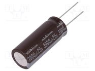 Capacitor: electrolytic; low ESR; THT; 3900uF; 25VDC; Ø16x40mm NICHICON