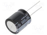 Capacitor: electrolytic; THT; 6800uF; 10VDC; Ø18x20mm; Pitch: 7.5mm NICHICON