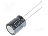 Capacitor: electrolytic; THT; 4.7uF; 450VDC; Ø10x12.5mm; Pitch: 5mm NICHICON