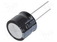 Capacitor: electrolytic; THT; 47uF; 200VDC; Ø18x15mm; Pitch: 7.5mm NICHICON