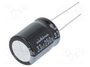 Capacitor: electrolytic; THT; 33uF; 250VDC; Ø16x20mm; Pitch: 7.5mm NICHICON