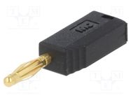 Plug; 2mm banana; 10A; 30VAC; 60VDC; black; gold-plated; 0.5mm2 STÄUBLI