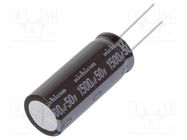 Capacitor: electrolytic; low ESR; THT; 1500uF; 50VDC; Ø16x40mm NICHICON