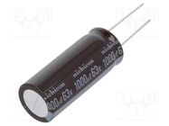 Capacitor: electrolytic; low ESR; THT; 1000uF; 63VDC; Ø16x40mm NICHICON