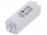 Capacitor: for discharge lamp; 8uF; 250VAC; ±10%; Ø30x70mm; 6 MIFLEX