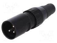 Connector: XLR; plug; male; 15A; 50V; PIN: 3; straight; for cable DELTRON