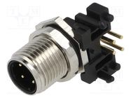 Connector: M12; socket; PIN: 4; male; D code-Ethernet; THT; 250V; 4A DEGSON ELECTRONICS