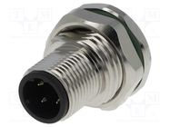 Connector: M12; socket; PIN: 4; male; D code-Ethernet; THT; straight DEGSON ELECTRONICS