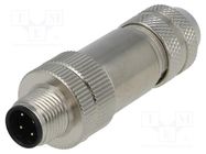 Connector: M12; plug; PIN: 4; male; D code-Ethernet; for cable; IP65 DEGSON ELECTRONICS