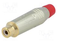 Connector: RCA; plug; female; straight; soldering; grey; for cable AMPHENOL