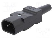 Connector: AC supply; plug; male; 10A; 250VAC; IEC 60320; C14 (E) SCHURTER