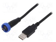 Cable; USB Buccaneer; USB A plug,USB B mini plug; 4.5m; IP68 BULGIN