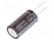 Capacitor: electrolytic; low ESR; THT; 12000uF; 6.3VDC; Ø18x35.5mm NICHICON