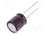 Capacitor: electrolytic; low ESR; THT; 100uF; 63VDC; Ø12.5x15mm NICHICON